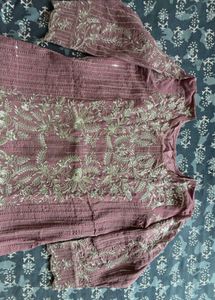 Embroidered Mauve Kurta set