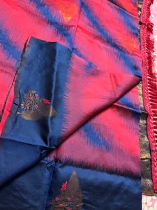 Beautiful Pink &amp; Blue Saree with Tassels