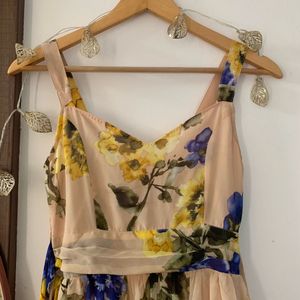 Floral Print Maxi Dress with Belt