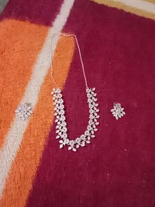 Baby Pink Floral Design Set with Earrings