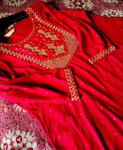 Red & Gold Embellished Kurti