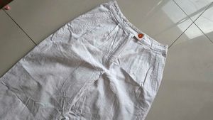Cream Linen Blend Pants