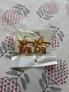 Gold Flower Statement Earrings