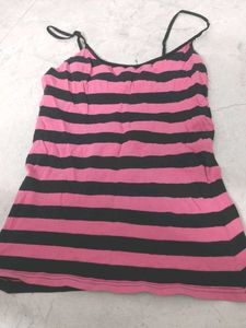 Pink & Black Striped Camisole Top