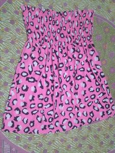 Pink Leopard Print Strapless Dress