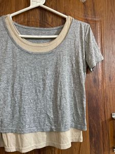 Layered Grey &amp; Beige T-Shirt