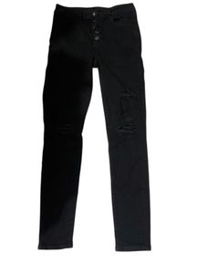 High rise Grey Distressed and black  Denim Jeans