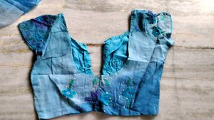 A Beautiful Hand Work Saree With Stitching Blouse