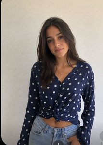 Navy Blue Polka Dot Top