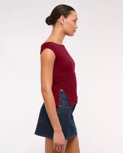 Solid Boat Neck Off The Shoulder Top In Burgundy