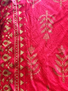 Red Floor Length Ethnic Dress with Gold Border