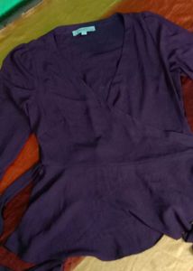 Elegant Purple Wrap Top