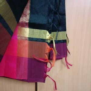 Elegant Black Saree with Gold Border