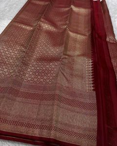 Elegant Maroon Brocade Silk Saree
