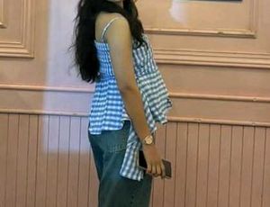 Blue  Peplum Top