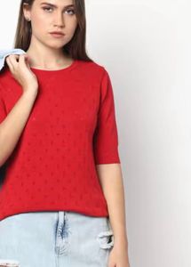 Chic Red Textured Top