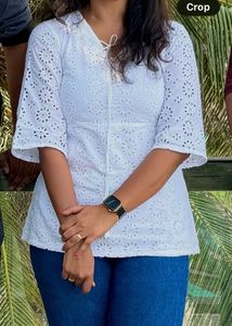 Libas White Schiffli Top