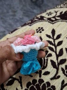 handmade crochet flower bouquet keychain