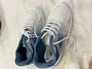 White & Blue Athletic Sneakers