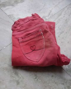 Girls Pink Denim Jeans