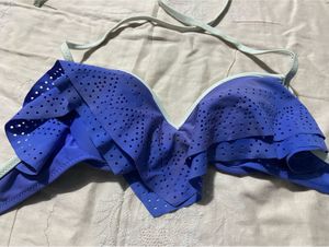 Blue Ruffle Bikini Top
