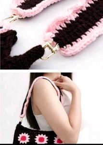 Crocheted Flower Shoulder Bag