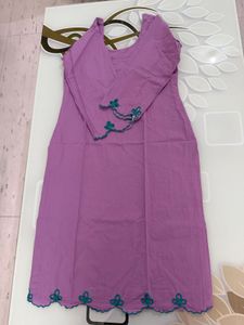Purple Kurta with Teal Embroidery