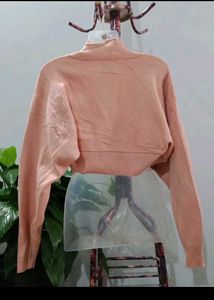 Peach Ribbed Bolero Cardigan