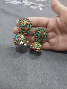Bohemian Multicolor Jhumka Earrings