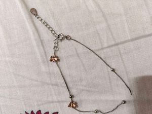 92.5 Silver Bracelet With Gold Polish Charm