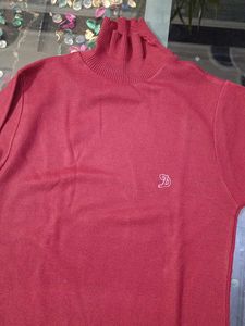 Maroon Knit Turtleneck Sweater