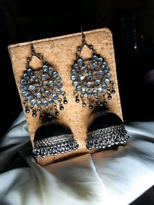 Oxidised Silver Black Metal Polish Ghungroo Long Jhumka Earrings |Traditional Indian Jewelry | Oxidized Oversized New Big Jhumka