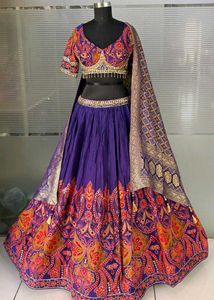 Purple Embroidered Lehenga Choli Set