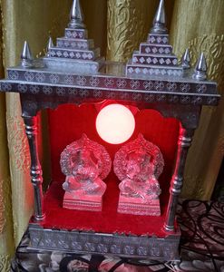 German Silver Lakshmi Ganesha Idol With Mandir