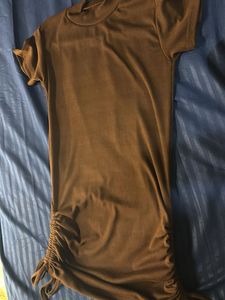 Brown Ruched Bodycon Dress