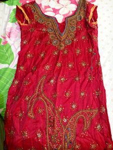 Embellished Red Kurta SIZE - LONG