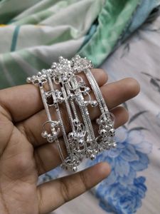 silver ghunghru bangles 8 pieces