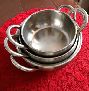Set of 3 Stainless Steel Pots with lids