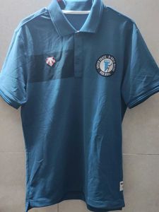 descente pastel blue polo t shirt