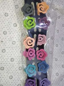 Colorful Flower Hair Clips - Set of 10