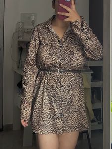Leopard Print Shirt Dress