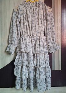 Floral Tiered Ruffle Dress (Free Size)