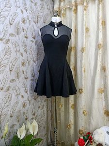 🖤Chic Black Sheer Neckline Fit and Flare Dress🖤