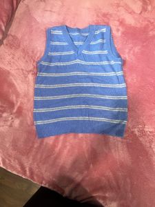 Blue Striped Knit Vest