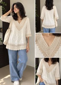 Boho Lace Trimmed V-Neck Tunic Top