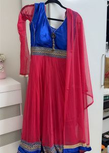 Beautiful Pink and Blue Velvet Wedding Suit Set