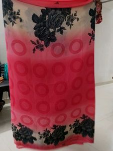 Beautiful Pink Floral Saree