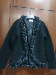 Black Fur Trimmed Jacket