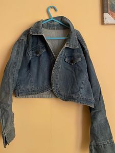 Women's Blue Denim Cropped Jacket