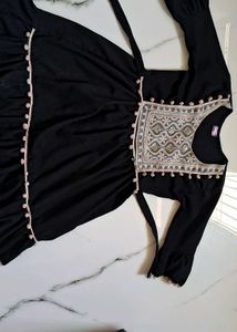 Elegant Black Embroidered Ethnic Gown